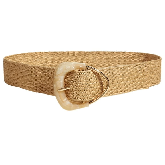 Aellinatey Women Stretchy Belts New Straw Woven Elastic Belt Raffia Ladies Waist Belt