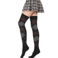 thumbnail image 1 of Aellinatey Women Student Thigh High Socks Vintage Colorful Argyle Plaid Over Knee Stockings, 1 of 20