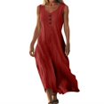 thumbnail image 1 of Aellinatey Women Summer Midi Dress Sleeveless Casual Beach Sundress Button Down Loose Spring Tank Dresses, 1 of 9