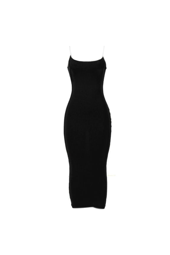 Women Summer Spaghetti Strap Sleeveless Tight Fitted Long Bodycon Maxi Dress