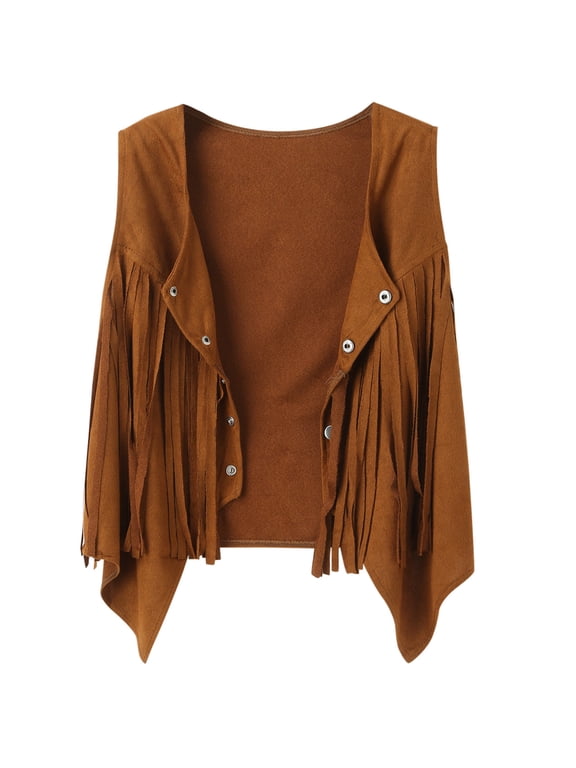 Women Tassels Fringe Sleeveless Vest Cardigan Waistcoat Jackets Outwear Tops