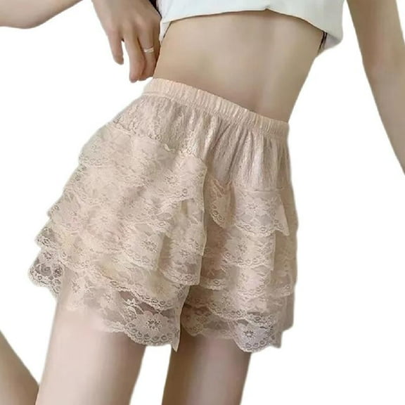 Aellinatey Women Tiered Ruffle Lace Bloomers Shorts Frilly Knickers Cake Pant Underpants