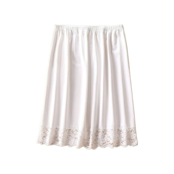 Aellinatey Women Underskirt Petticoat Lace Trim Knee Length Midi Skirt for Under Dresses