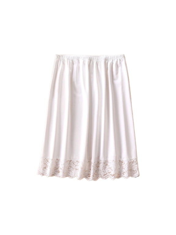 Women Underskirt Petticoat Lace Trim Knee Length Midi Skirt for Under Dresses