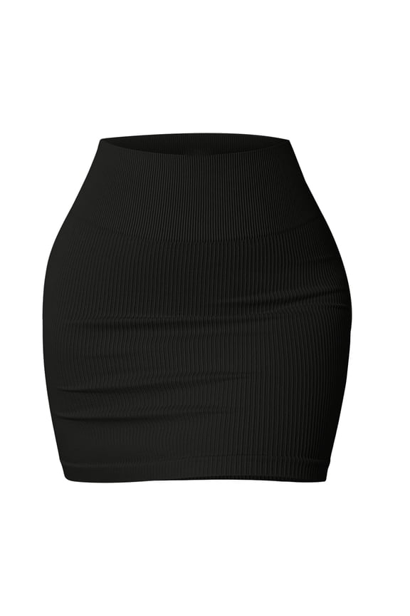 Women's Basic Ribbed Knit Stretchy Elastic Short Mini Pencil Bodycon Skirt