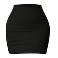 thumbnail image 1 of Aellinatey Women's Basic Ribbed Knit Stretchy Elastic Short Mini Pencil Bodycon Skirt, 1 of 13