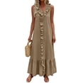 thumbnail image 1 of Aellinatey Women's Cotton Dress Linen Sleeveless Tiered Ruffle Maxi Long, 1 of 9