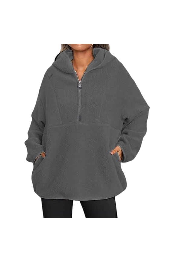 Women's Half Zip Hooded Fleece Jacket