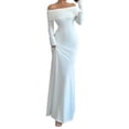 thumbnail image 1 of Aellinatey Women's Long Sleeve Off The Shoulder Bodycon Dress Elegant Maxi Dress Cocktail Prom Dresses, 1 of 7