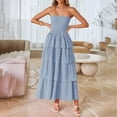 thumbnail image 1 of Aellinatey Women‘s Maxi Dress Casual Sleeveless Off Shoulder Smocked Tiered Beach Long Sundress, 1 of 20