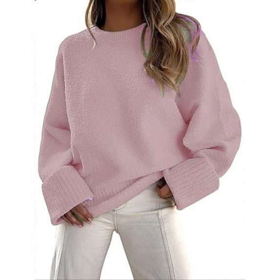 Aellinatey Women's Oversized Warm Knitted Sweater Long Sleeve Pullover Tops for Autumn
