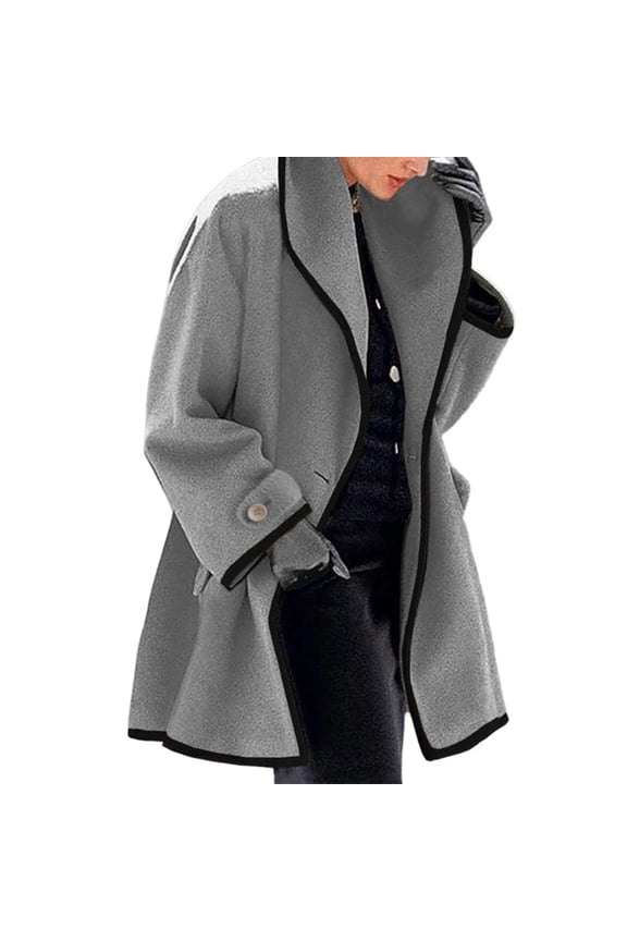 Women's Single Breasted Trench Coat with Hood Winter Casual Shawl Collar Coat