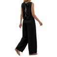 thumbnail image 1 of Aellinatey Women's Two Piece Sets With Back Tie Bow Top And Wide Leg Pants For Vacation Travel Outfits, 1 of 13