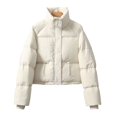 thumbnail image 1 of Aellinatey Women's Winter Warm Long Sleeve Zip Up Baggy Cropped Puffer Down Jackets Coat, 1 of 21