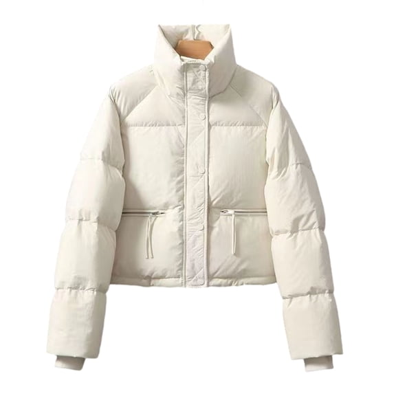 Aellinatey Women's Winter Warm Long Sleeve Zip Up Baggy Cropped Puffer Down Jackets Coat