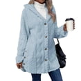 thumbnail image 1 of Aellinatey Women's Wool Jacket Button-Down Jacket Hooded Side-Open Cardigan Jacket, 1 of 20