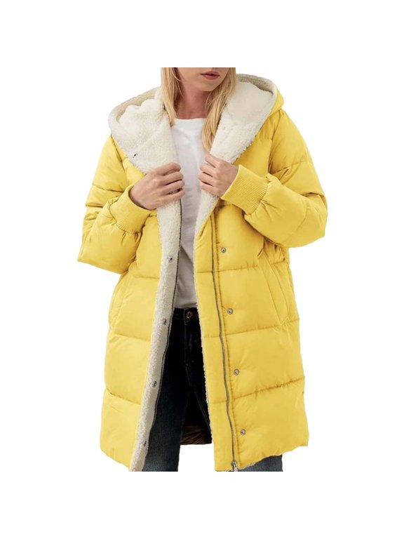 Women's down jacket, winter thickened down jacket, warm long down jacket with hood, cotton coat