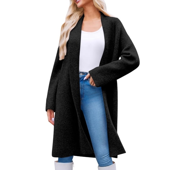 Aellinatey Women's long cardigan cardigan, thick and loose-fitting knitted autumn fashion coat