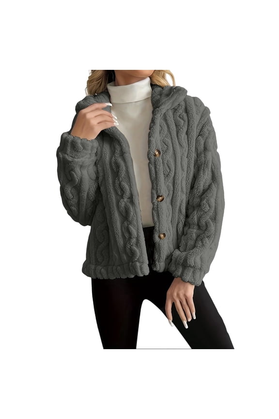 Women's long-sleeved comfortable and warm wool bed Coat with zipper stand collar, plus size