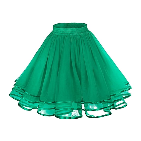 Aellinatey Womens 3 Layer Satins Edge Tulle Underskirt Party Dress Tutu Skirt Petticoat