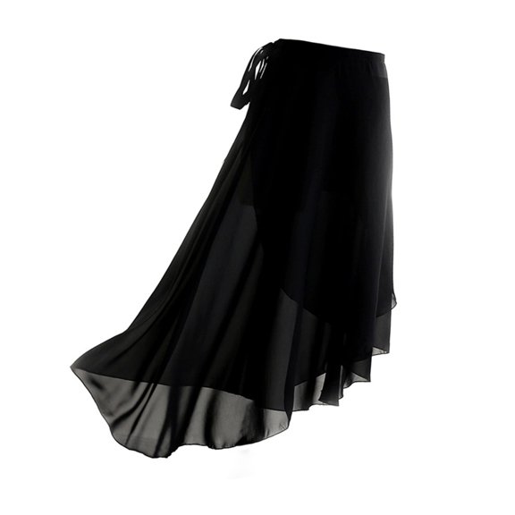 Aellinatey Womens Ballet Wrap Skirt Gymnastics Dance Sheer Flowy Long Skirt with Tie Waist