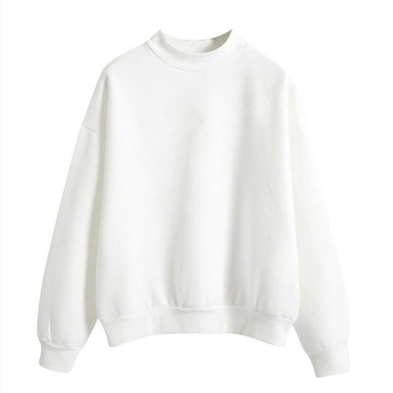 Aellinatey Womens Casual Loose Long Sleeve Sweatshirt Solid Color Mock Neck Pullover Top