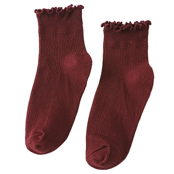 Aellinatey Womens Lolitas Ruffle Ankle Socks Breathable Cotton Socks Frilly Crew Socks