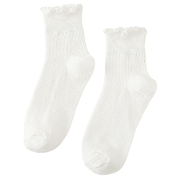 Aellinatey Womens Lolitas Ruffle Ankle Socks Breathable Cotton Socks Frilly Crew Socks
