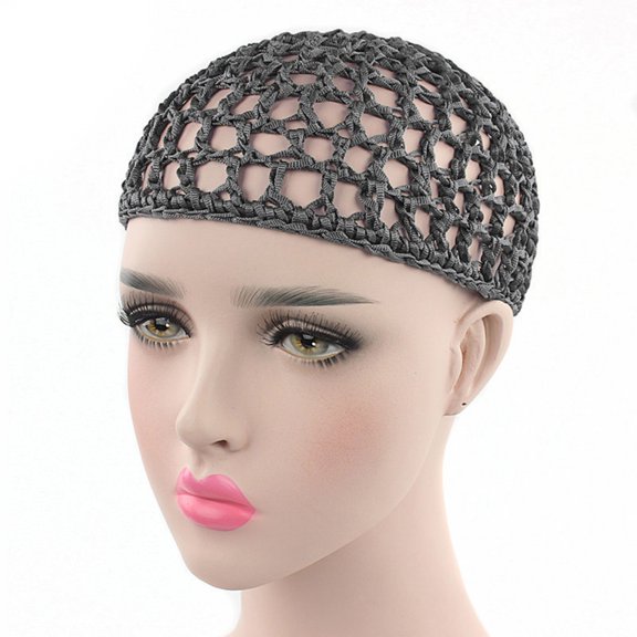 Aellinatey Womens Mesh Hair Net Crochet Cap Solid Color Snood Sleeping Night Cover Turban