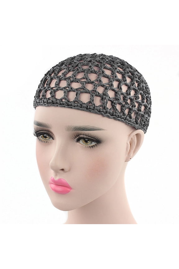 Womens Mesh Hair Net Crochet Cap Solid Color Snood Sleeping Night Cover Turban