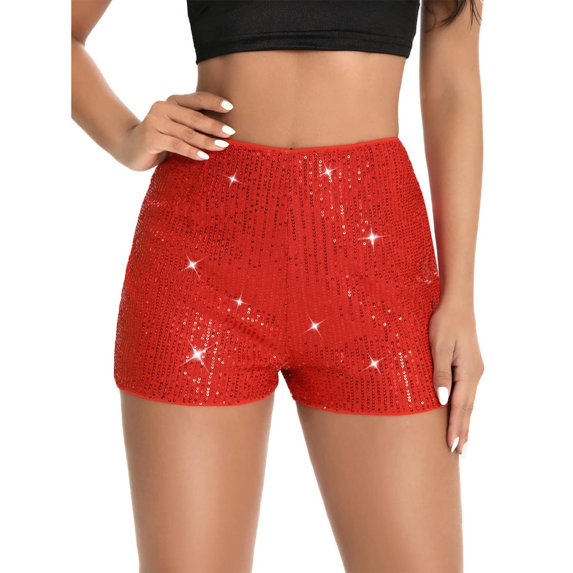 Aellinatey Womens Sequins Shorts High Waist Hot Pants Sparkly Clubwear Night-Out Shorts