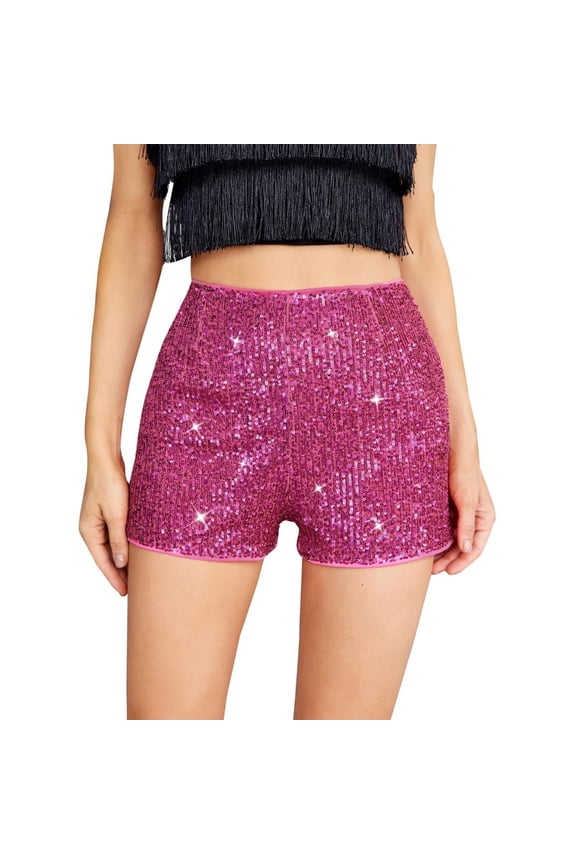 Womens Sequins Shorts High Waist Hot Pants Sparkly Clubwear Night-Out Shorts