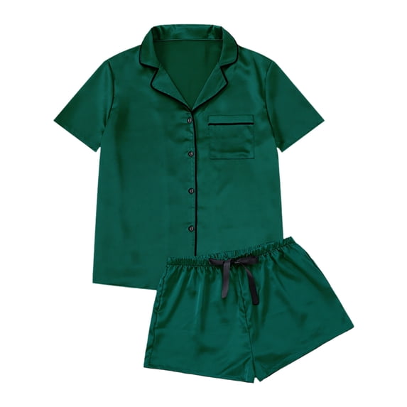 Aellinatey Womens Silk Satins Pajamas Short Sleeve Loungewear 2Pieces Sleepwear Set