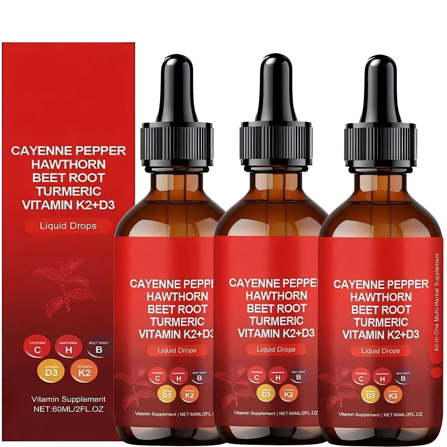 Cayenne Pepper Drops - 60 ML High-Potency Natural Extract, Supports Metabolism, Digestion & Cardiovascular Health