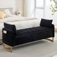 thumbnail image 1 of Aemeios 66"W Tufted Storage Bench for Bedroom End of Bed with Gold Legs and Two Pillows, Black, 1 of 12