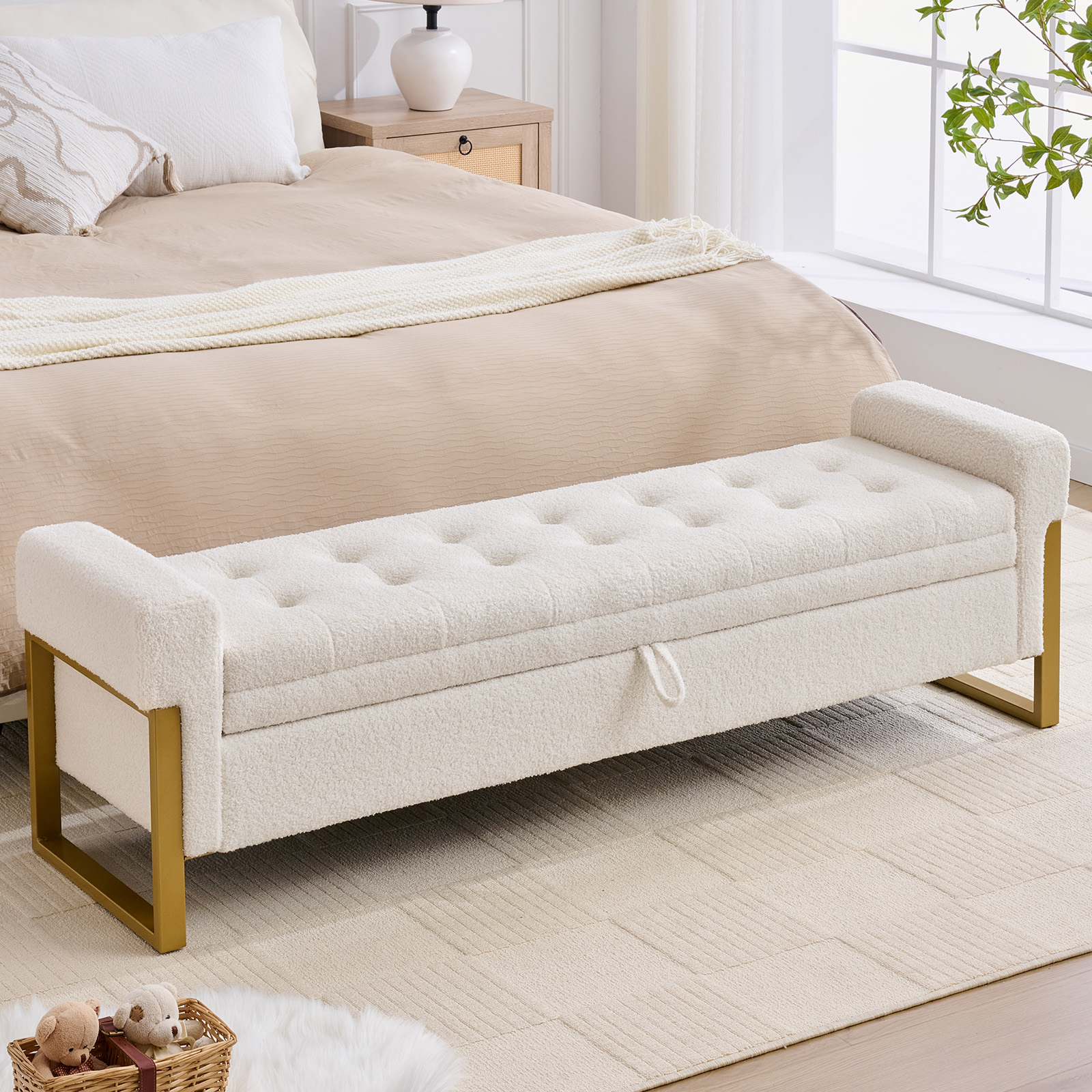 Aemeios 67 Teddy Storage Bench For Bedroom End Of Bed With Single Lid 
