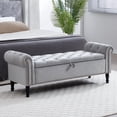 thumbnail image 1 of Aemeios 67" Velvet Storage Bench Upholstered Button-Tufted End of Bed Storage Ottoman Benches with Arms for Entryway Cloakroom, Gray, 1 of 10