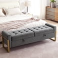 thumbnail image 1 of Aemeios 67" Velvet Storage Bench for Bedroom End of Bed with Double Lids Storage and Gold Legs, Dark Gray, 1 of 9