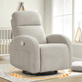 thumbnail image 1 of Aemeios Chenille Swivel Rocker Glider Manual Recliner Nursery Rocking Chair with Double Pockets, Camel, 1 of 6