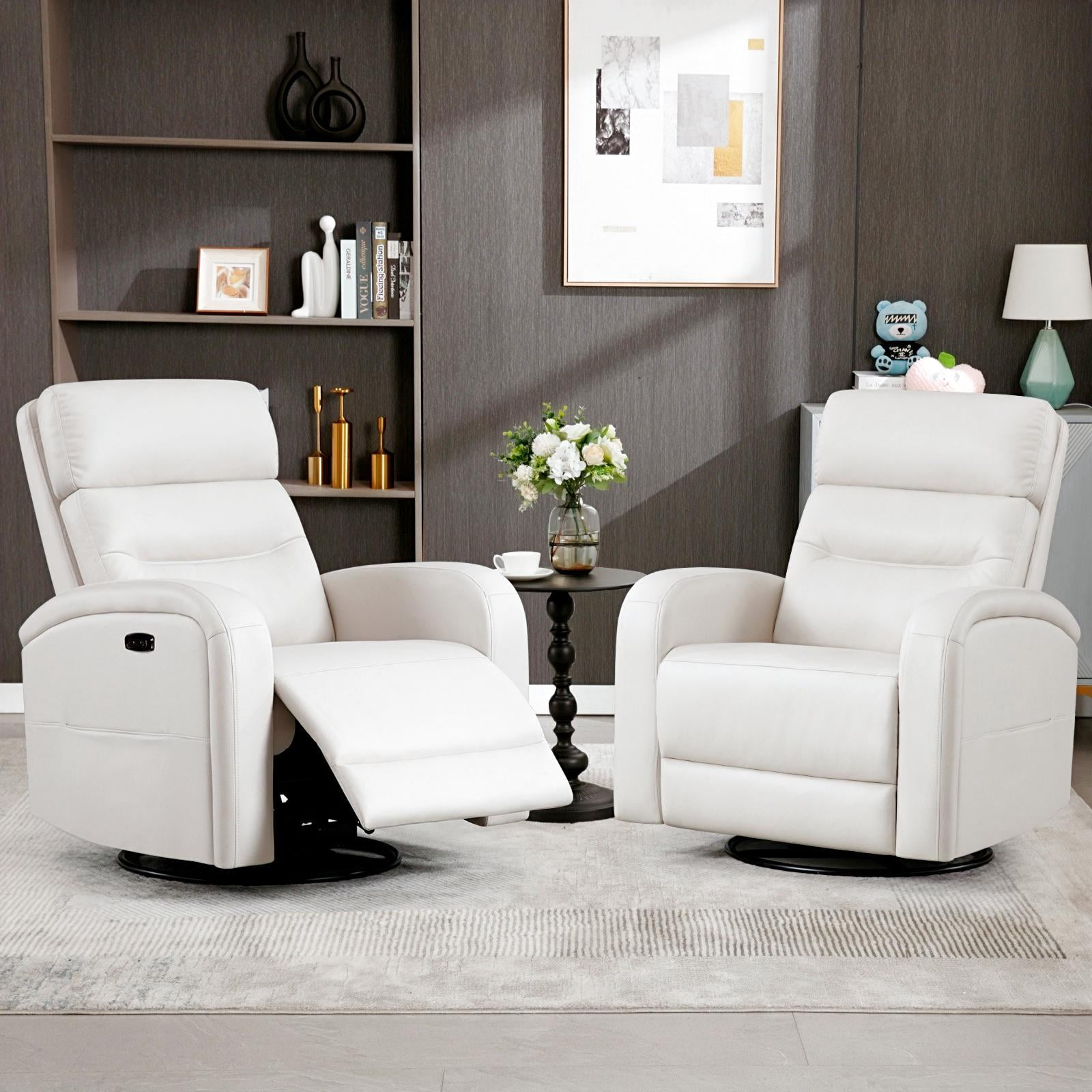 Aemeios Swivel Faux Leather Rocker Glider Power Rocking Recliner with