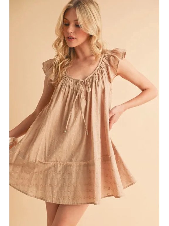 Aemi+Co Ruffled Cap Sleeve Cotton Tunic Mini Dress