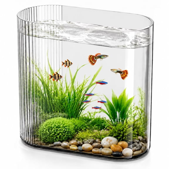Aemutady 5 Gallon Fish Tank, Clear Desktop Aquarium for Betta & Turtle, Transparent Vase-Style Small Tank for Office & Home, 5.6211.7311.22 in