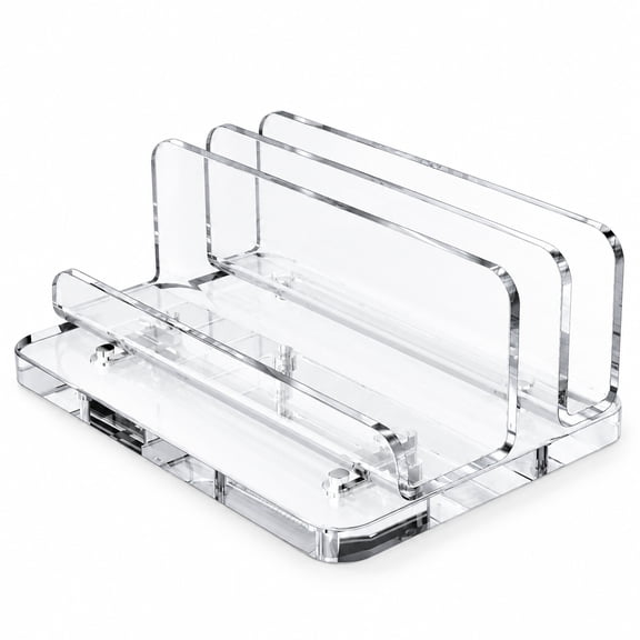 Aemutady Acrylic Vertical Laptop Stand, Adjustable Space Saving Notebook Holder for Desk Organization, Clear Laptop Riser for MacBook Dell HP