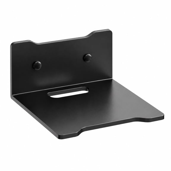 Aemutady Mini Wall Mounted Shelf with Cable Hole for Small Devices, Black
