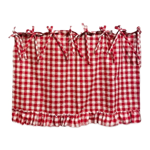 Aemutady Oven Curtain Skirt 29.92in*21.26in, Handmade Farmhouse Kitchen Décor Oven Skirt Curtain with Tie Top, Heat Resistant Fabric, Easy Installation, Hide Clutter & Add Rustic Charm to Your Stove