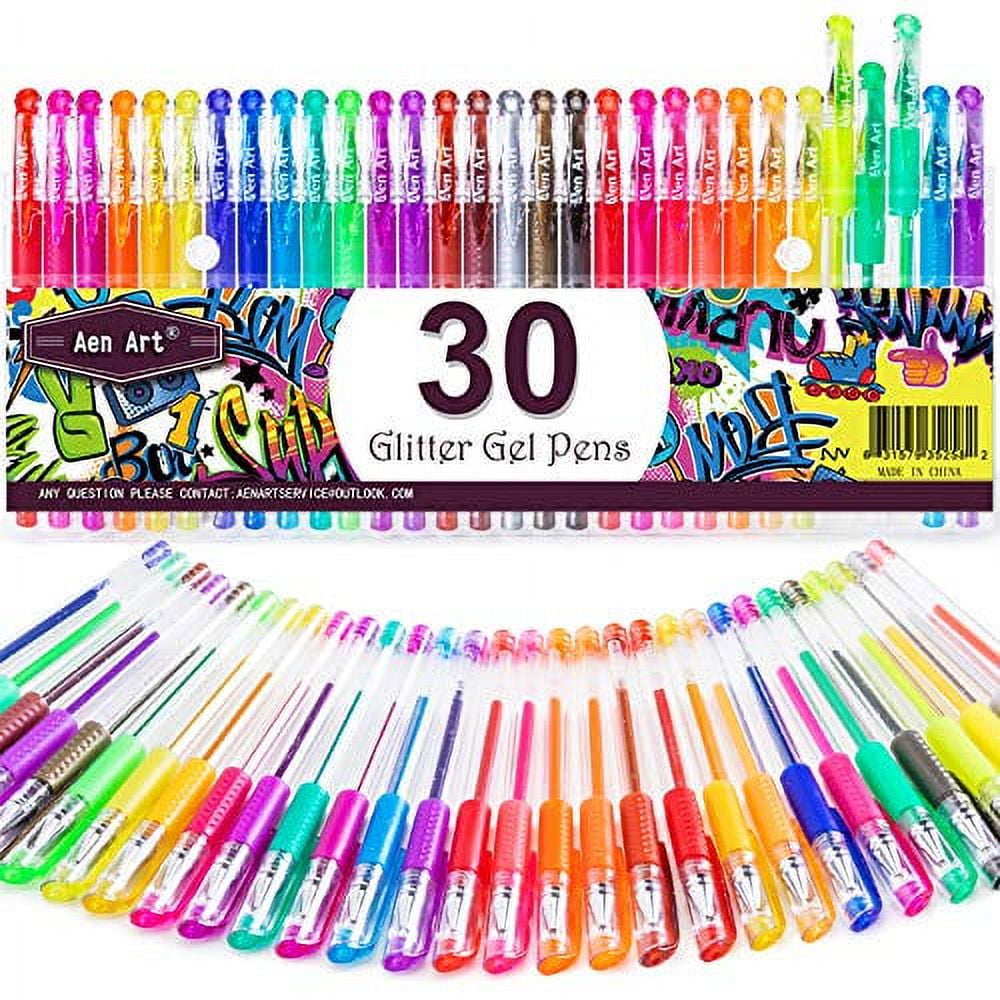 Aen Art Gel Pens Artist Colored w/ 40% More Ink Black Case 160