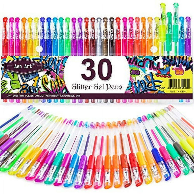 Aen Art Glitter Gel Pens, Colored Gel Markers Pen Set with 40% More Ink for  Adult Coloring Books, Drawing, Journaling and Doodling (30 Colors) : Arts,  Crafts & Sewing 