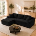 thumbnail image 1 of Aenkyo 106 Inch Corduroy L-Shaped Cloud Sectional Sofa with Reversible Chaise, Black, 1 of 10
