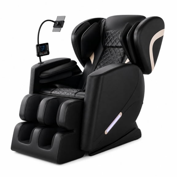 Aenkyo Full Body Zero Gravity Massage Chair Recliner with 6 Fixed Rollers, Foot Massage, Heating and Bluetooth, Black