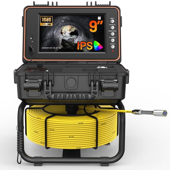 Powerwill Sewer Camera 165ft with 9" IPS Screen, Self-Leveling Drain Inspection Camera, IP68
